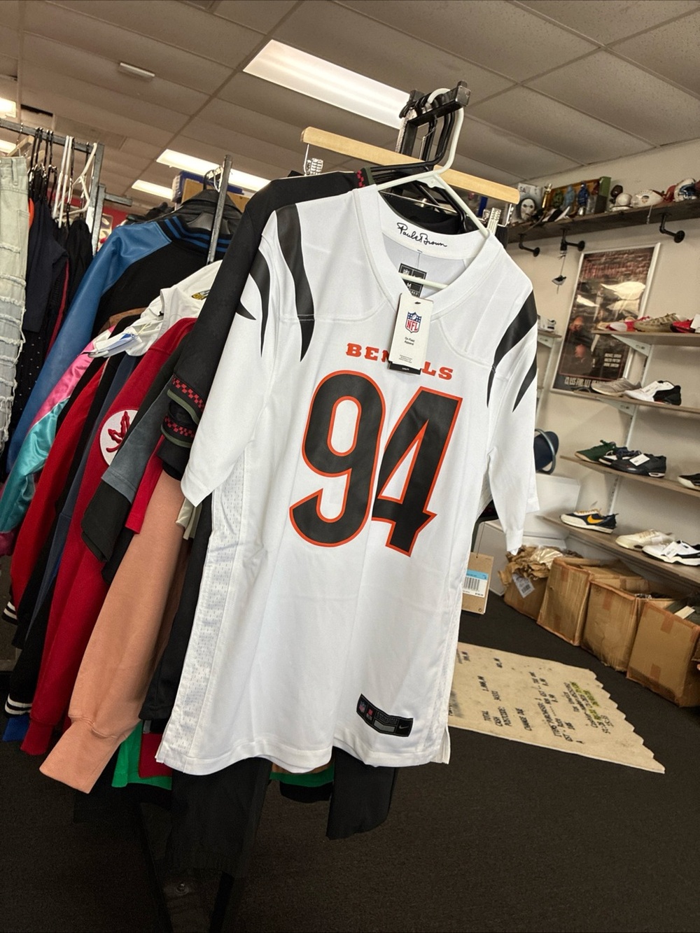 NEW Nike Sam Hubbard #94 Cincinnati Bengals White Game NFL Jersey Mens SZ Med
